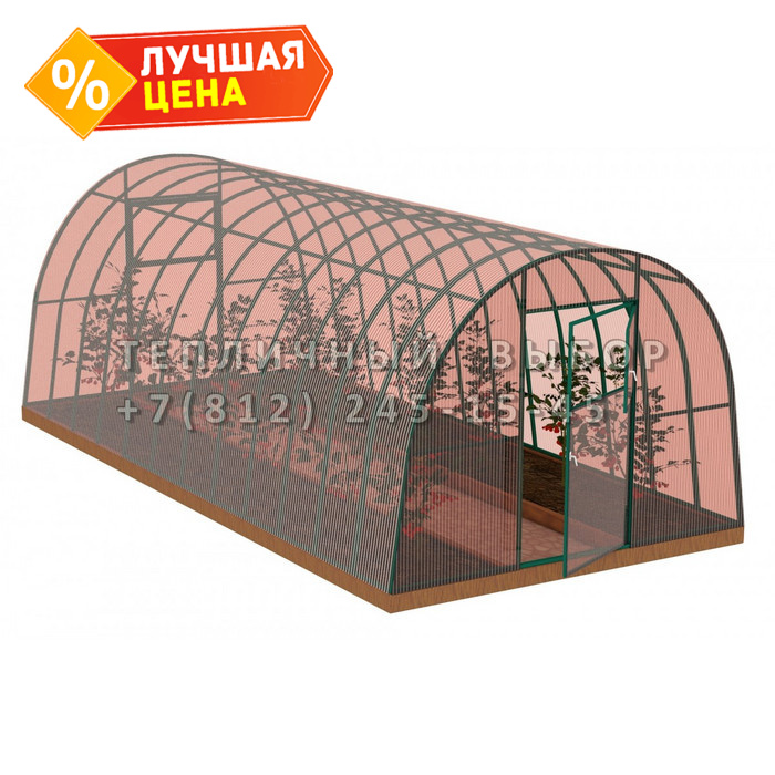 Теплица из поликарбоната-фито Усиленная Арочная 2,5х8 h=2 м профиль 30х30 мм Зеленый