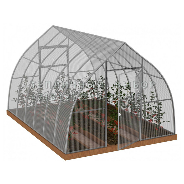 Теплица из поликарбоната Усиленная Капелька 2,5х4 h=2.3 м профиль 25х25 мм 