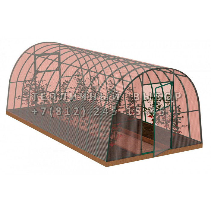 Теплица из поликарбоната-фито Усиленная Арочная 2,5х10 h=2 м профиль 30х30 мм Зеленый